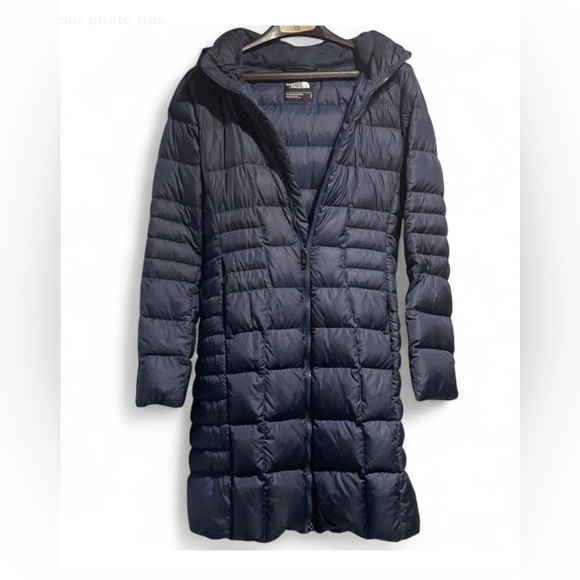The North Face Dark Blue Long Puffer Coat - Picture 1 of 14
